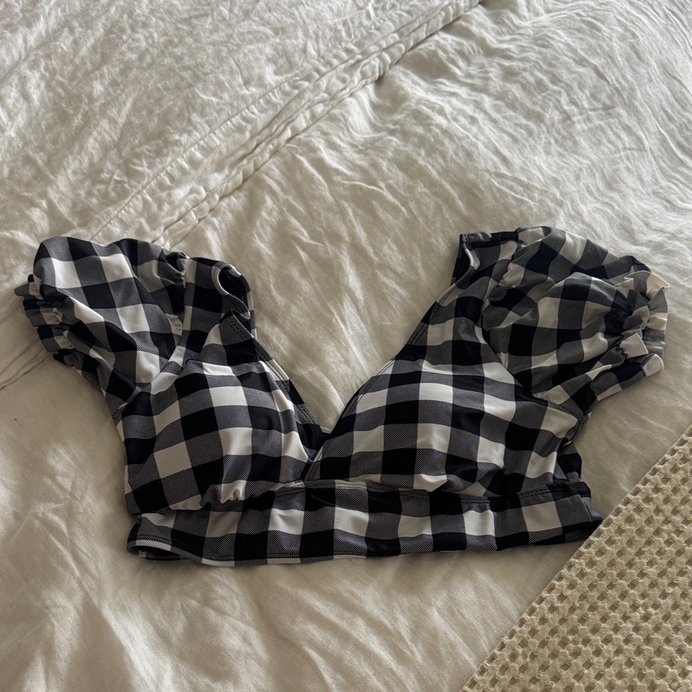 Torrid Black and White Plaid Blouse